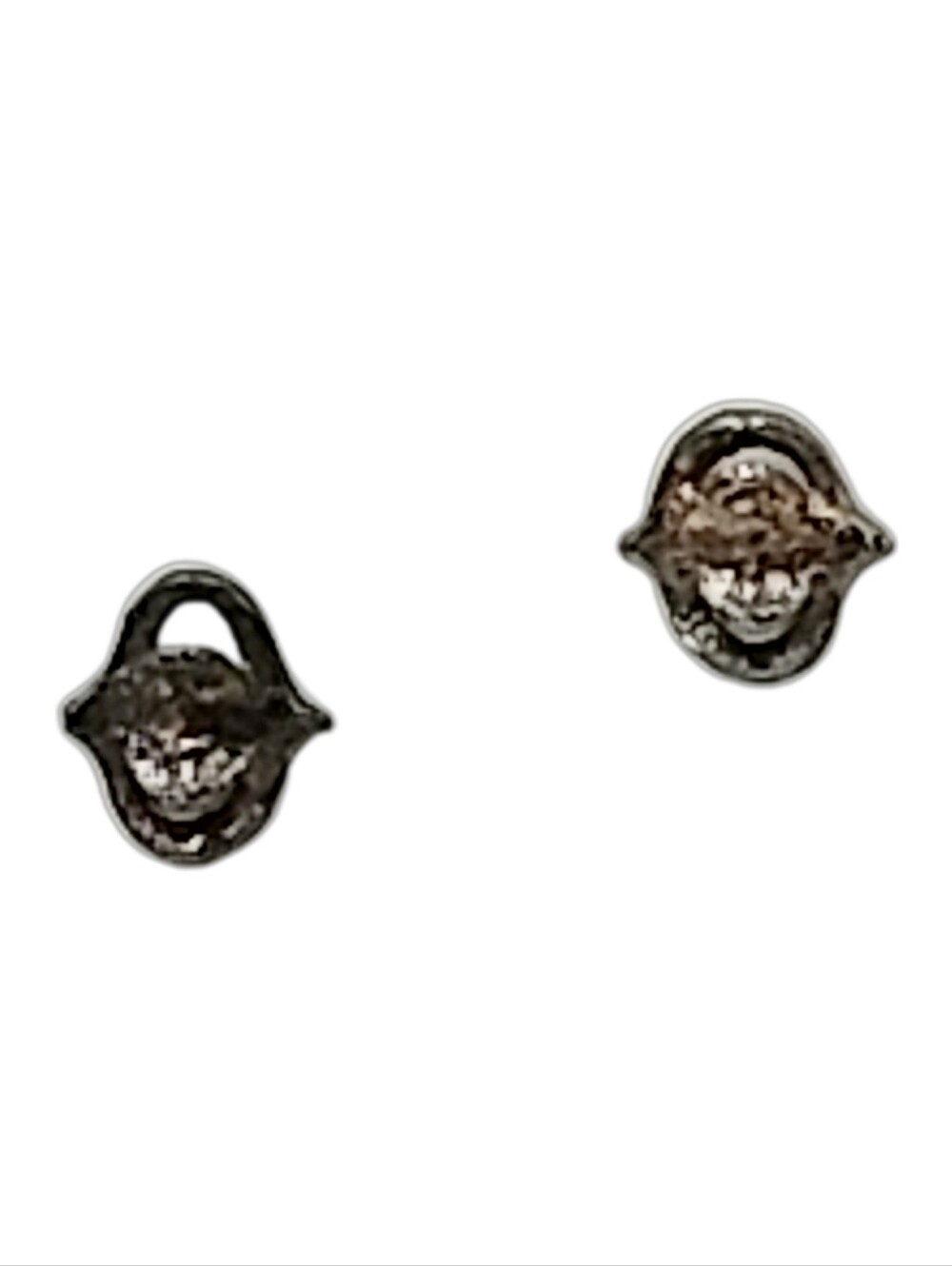 Gunmetal Tone Face Mask Stud Earrings NWOT